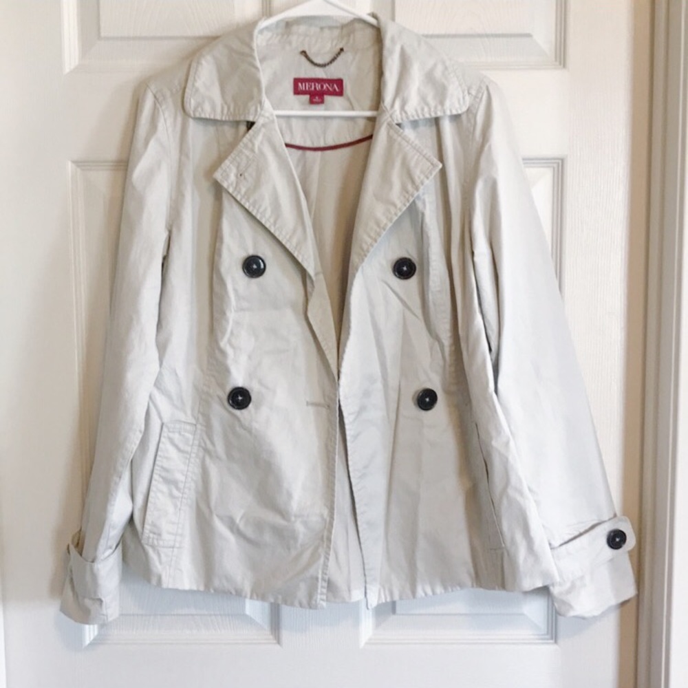 Merona short trench coat cream/tan size small - Picture 1 of 4